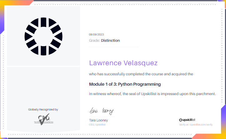 Python Programming certificate